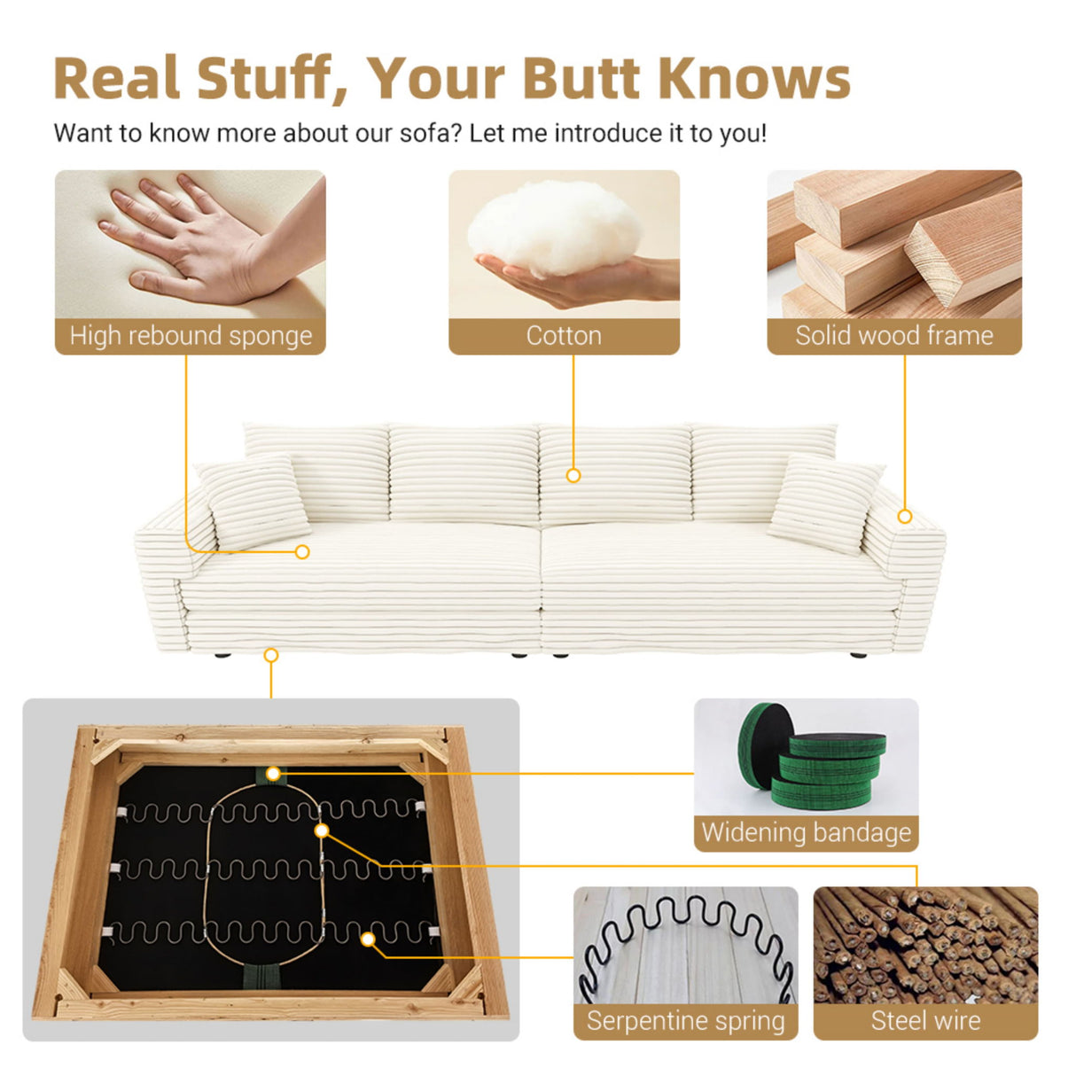 Deep Seat Convertible Sofa With Soft Pillows And Ottomans