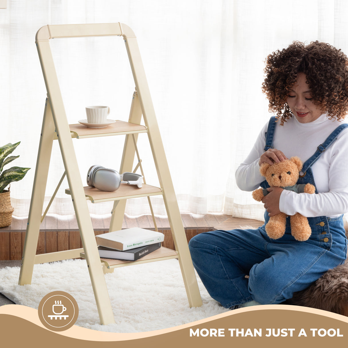 3 Step Ladder Folding Step Stool for Adults