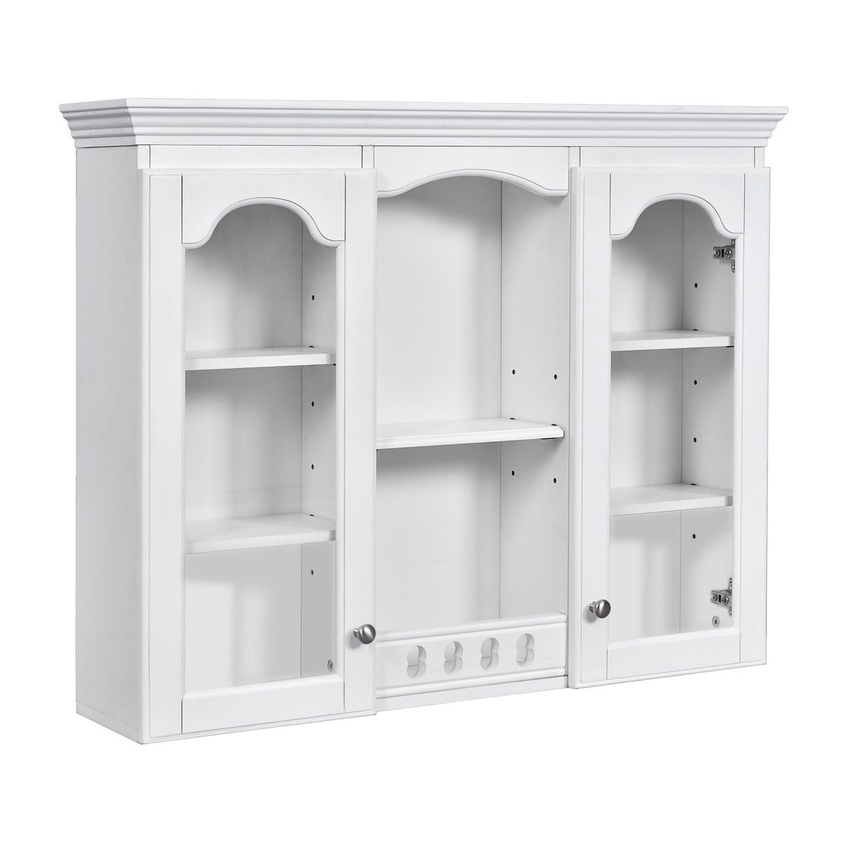 Wall-Mounted Medicine Cabinet With 2 Glass Doors, Adjustable Shelves - White