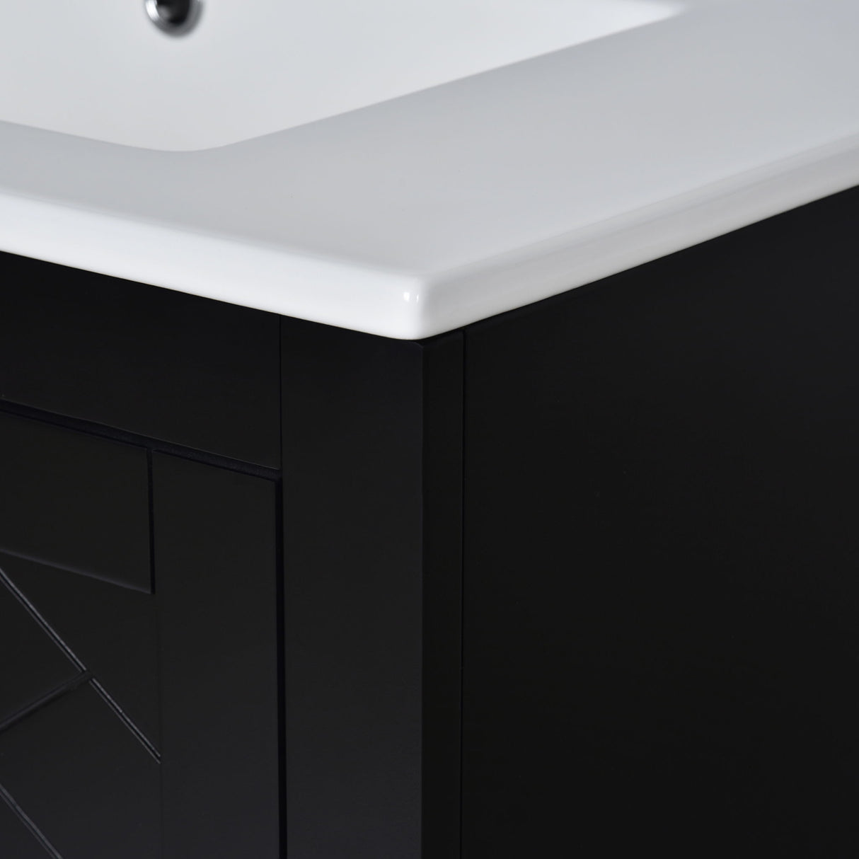 Ceramic Sink Combo, Freestanding Vanity Set With 3 Drawers & Soft Closing Doors