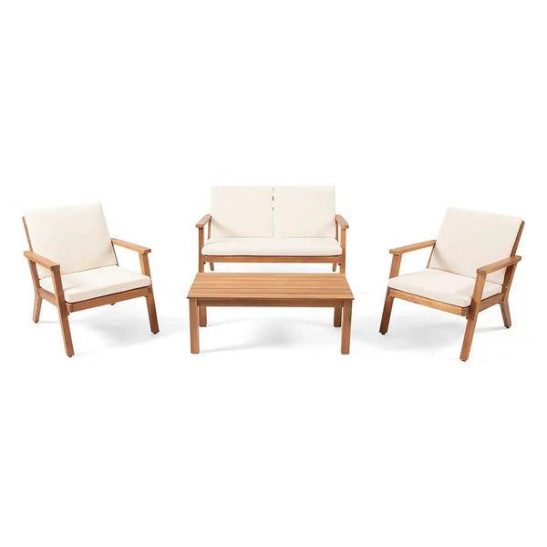 Avacyn - Outdoor Acacia Wood 4 Seater Chat Set With Cushions - Best Buy Furniture