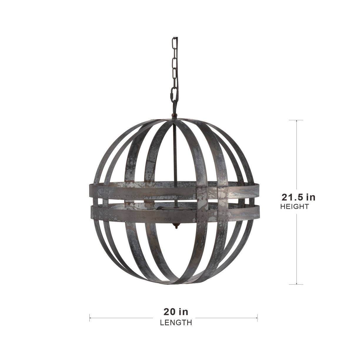 4 Light Galvanized Chandelier, Hanging Light Fixture With Adjustable Chain For Kitchen, Bulb Not Included - Gray
