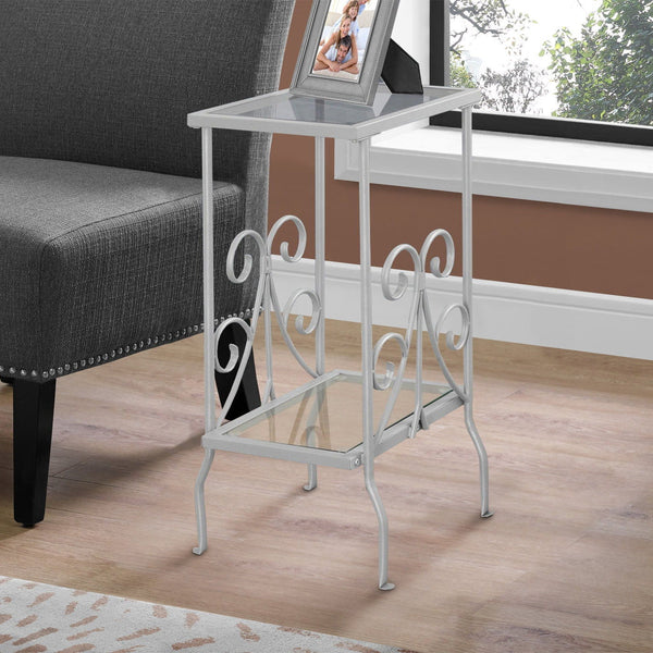 Accent Table, Side Tempered Glass, Transitional - Silver - Best Buy Furniture