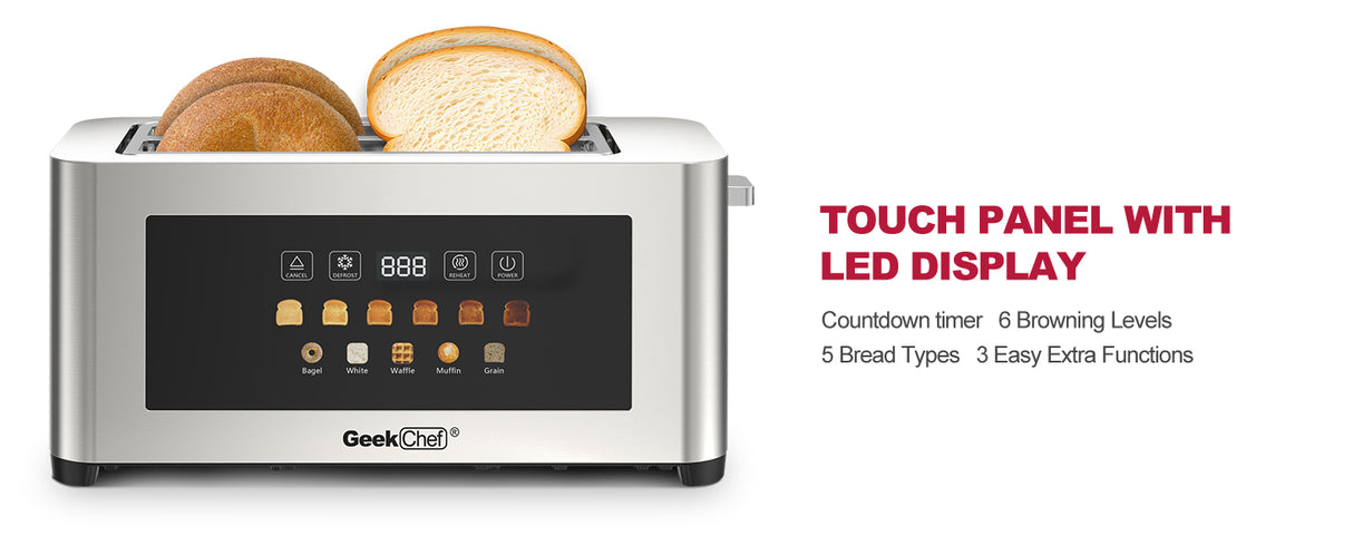4-Slice Toaster with Extra-Wide Entrance and LED Display