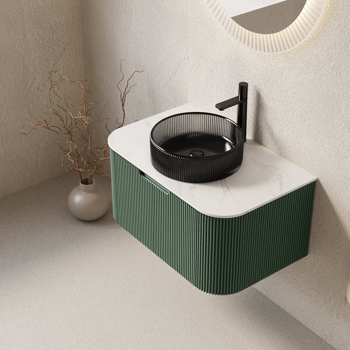 DINA 30" Bathroom Vanity & Sink with Floating Curved Edges