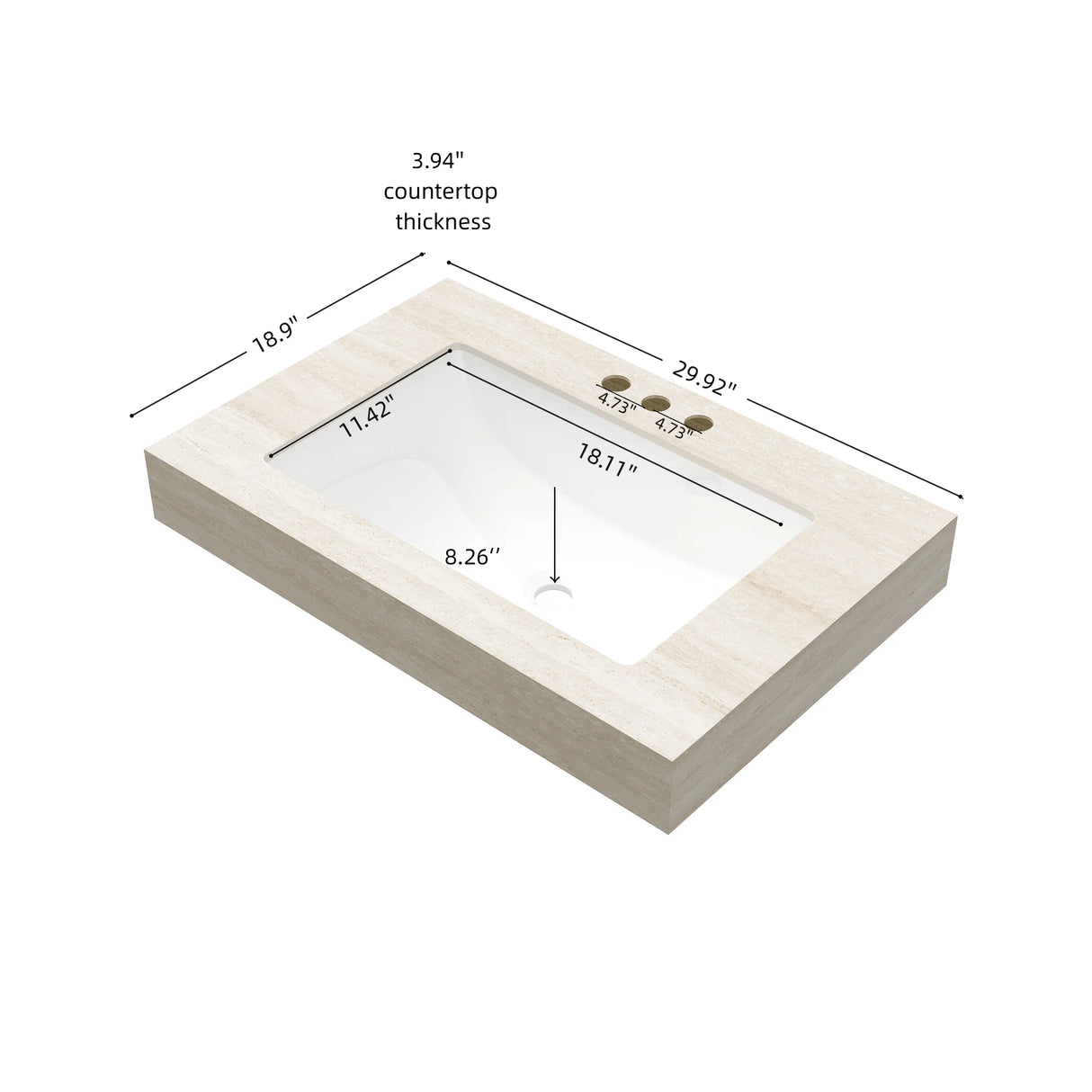 30" Roma Travertine-Pattern Sintered Stone Countertop