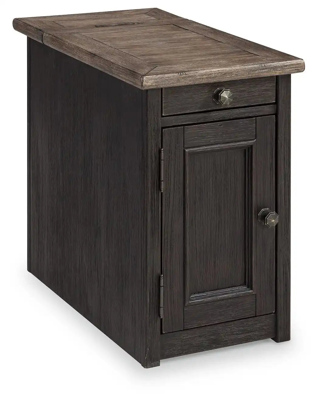 Tyler Creek - Chair Side End Table - Grayish Brown / Black - Best Buy Furniture