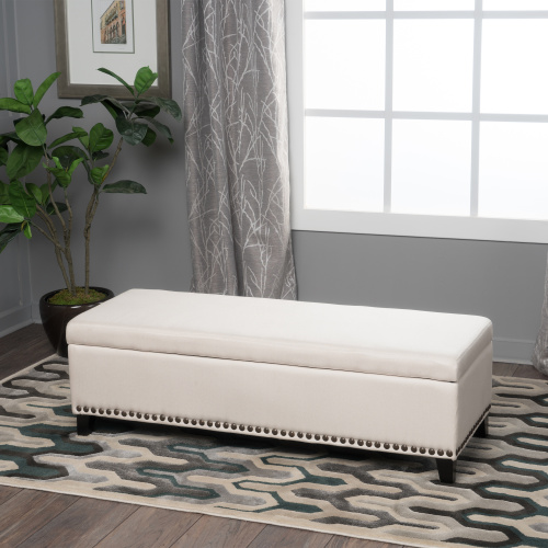 Tufted Storage Ottoman with Nailhead Trim