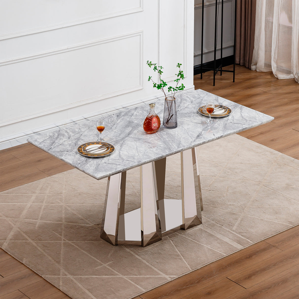 Marble Dining Table for 6 People