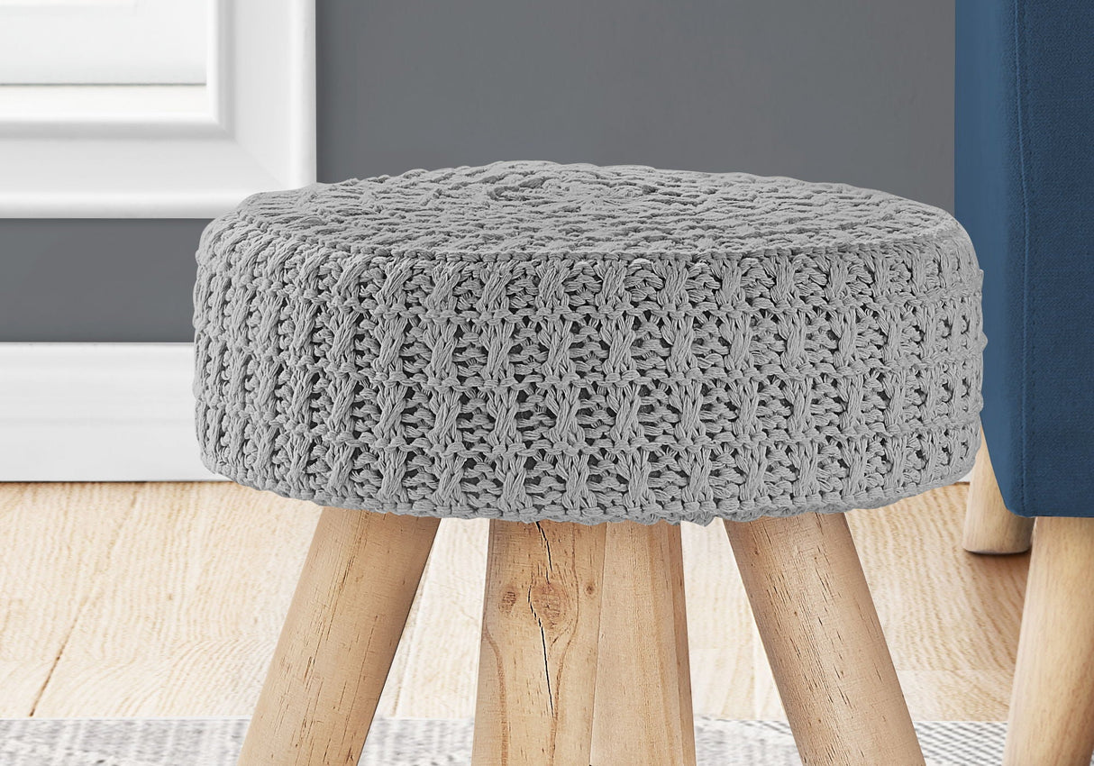 Ottoman, Pouf, Footrest, Foot Stool, Round Velvet, Natural Wood Legs, Contemporary, Modern - Best Buy Furniture