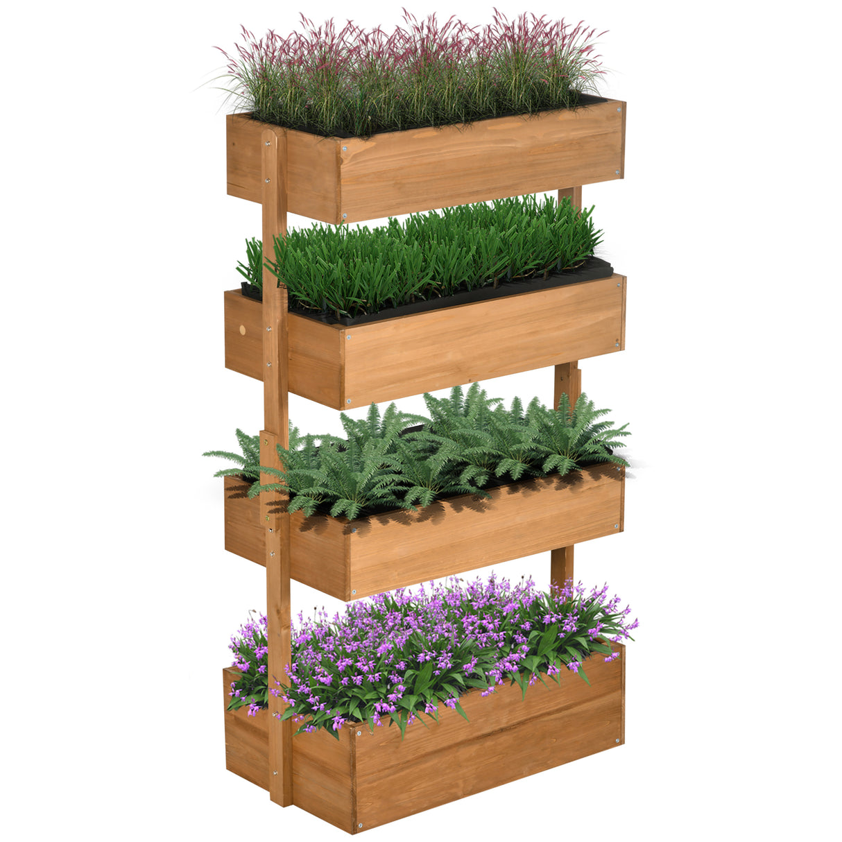 Outsunny Vertical Garden Planter - Wooden 4 Tier Planter Box