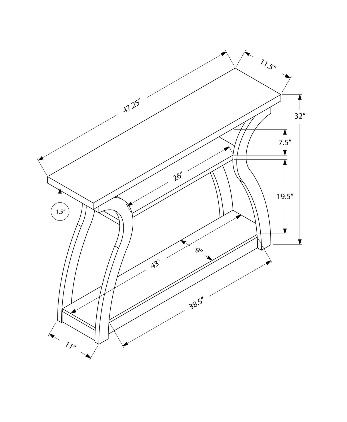 Accent Console Table For Entryway, Unique Curved Design - Best Buy Furniture