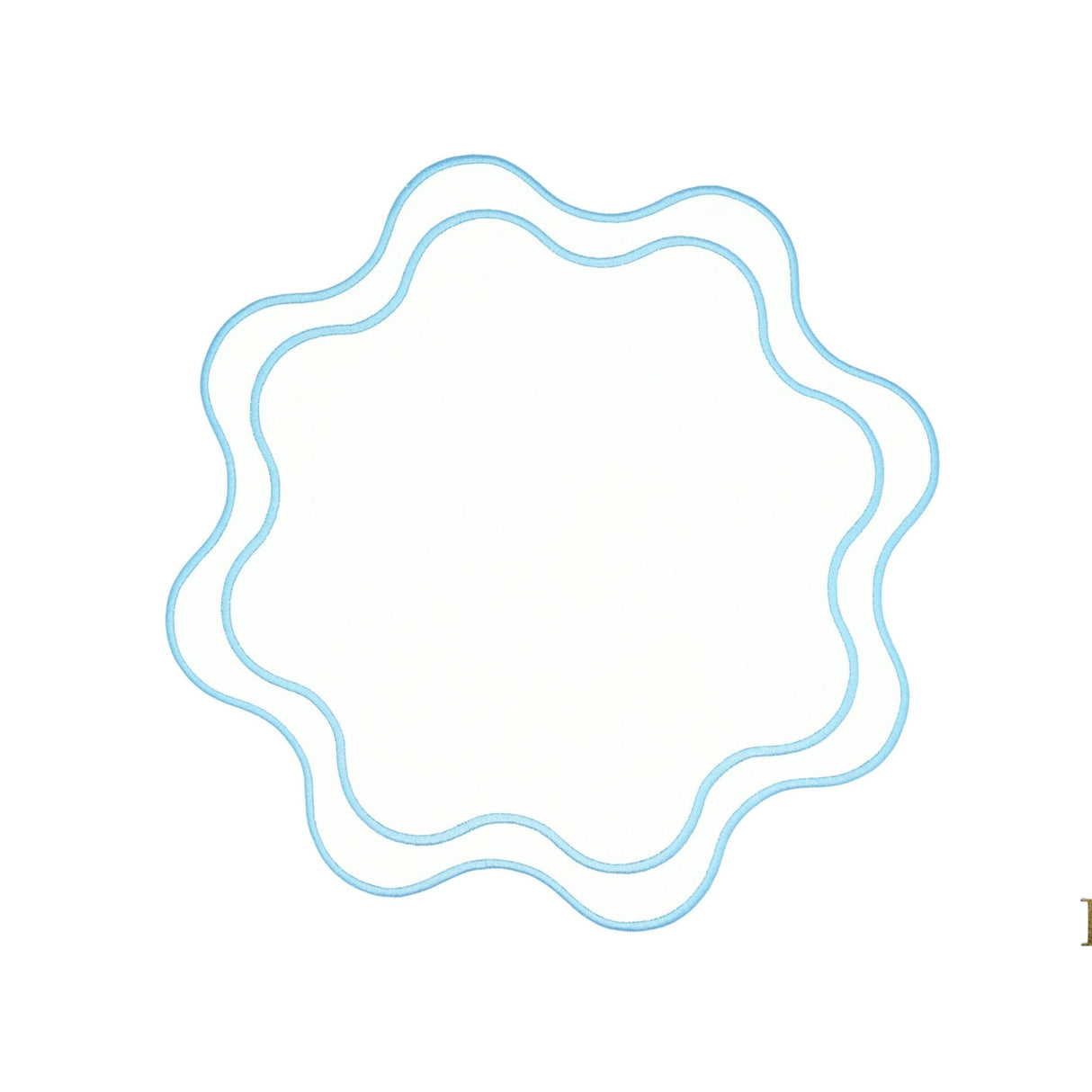 Haven White Wavy Edge Blue Trim Faux Leather Placemat