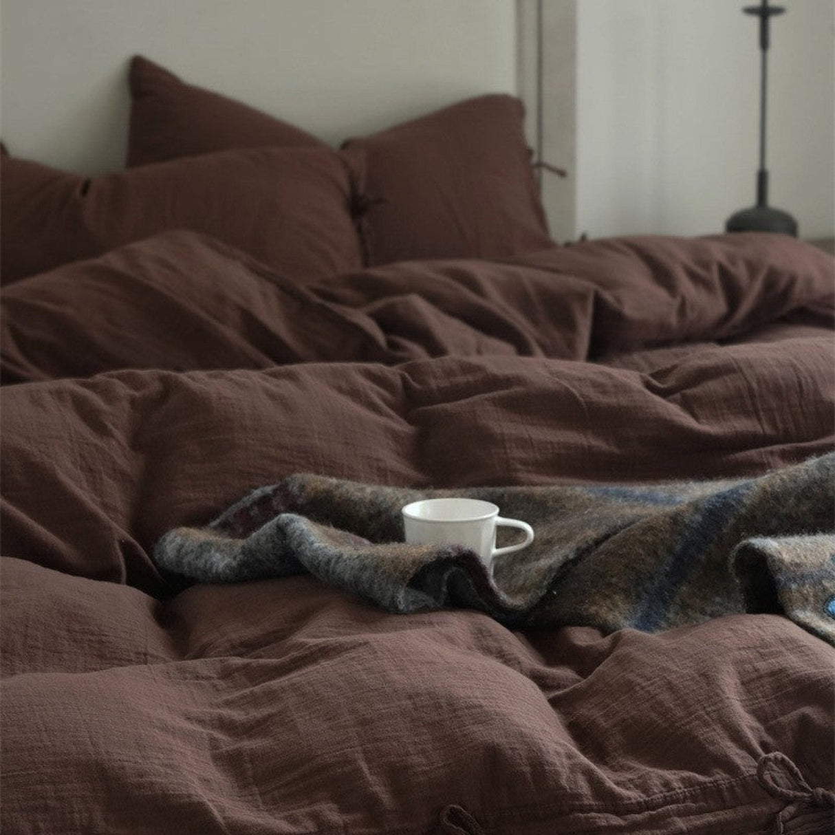 Evelyn Retro Double Gauze Bedding Set / Caramel Brown