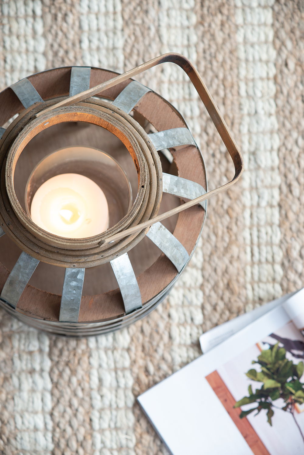 EVERGREEN DECOR Decorative Wooden Lantern with Handle