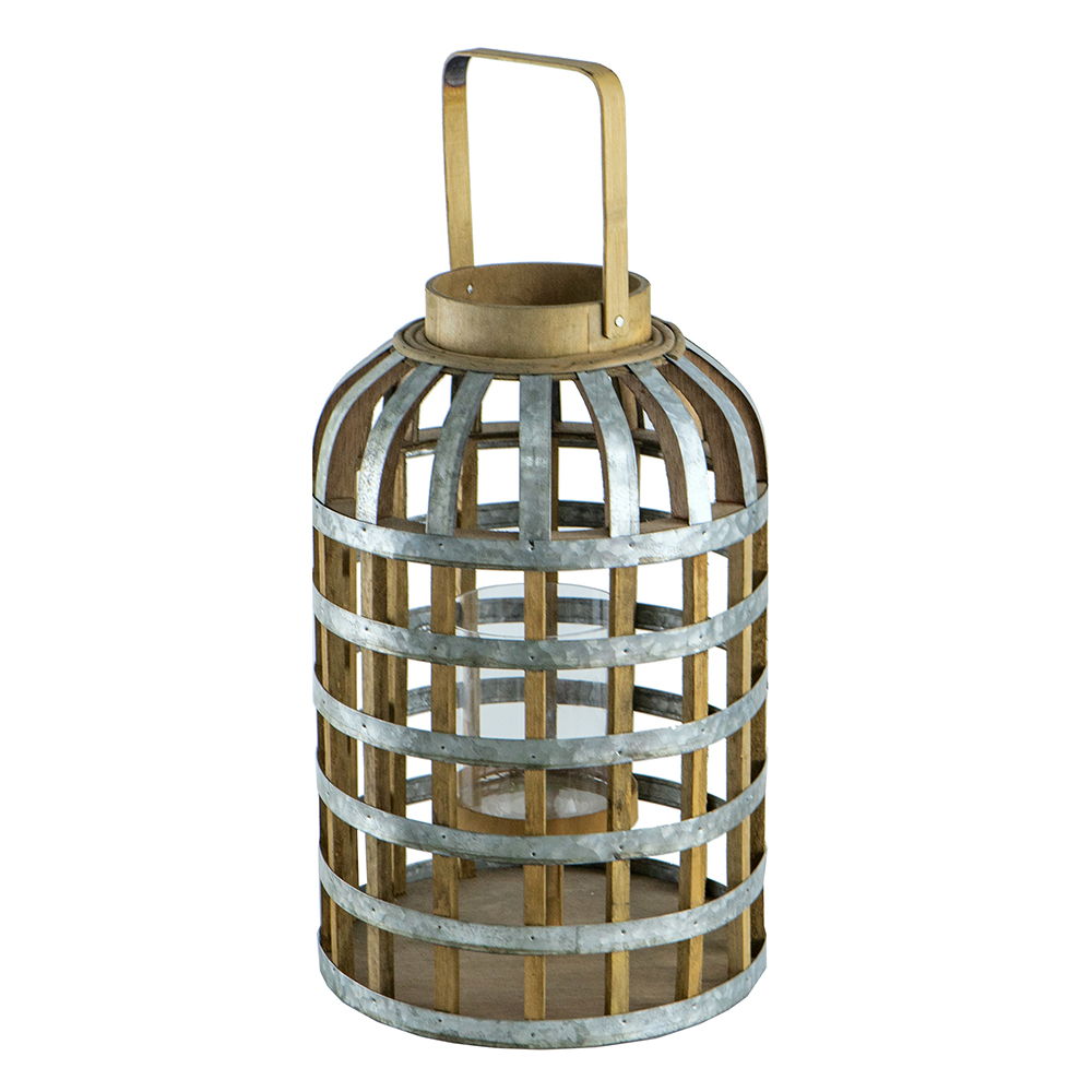 EVERGREEN DECOR Decorative Wooden Lantern with Handle - view 3