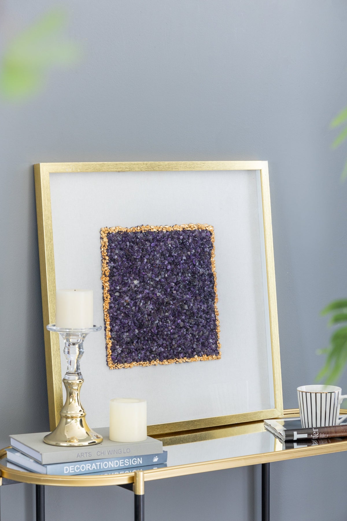 EVERGREEN DECOR Elegant Shadow Box Duo Wall Art with Purple Amethyst Crystals - view 11
