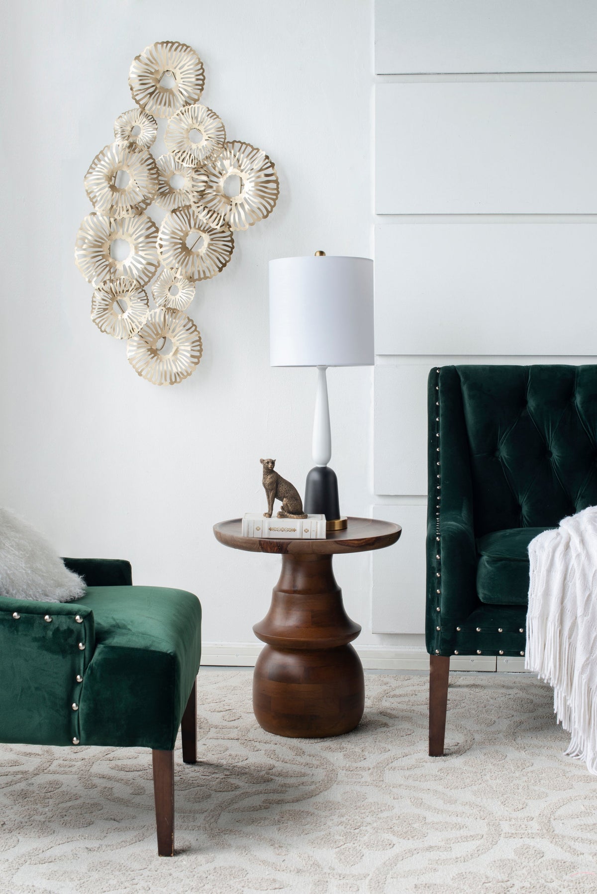 EVERGREEN DECOR Teardrop Silhouette Table Lamp with Black and Gold Base - view 9