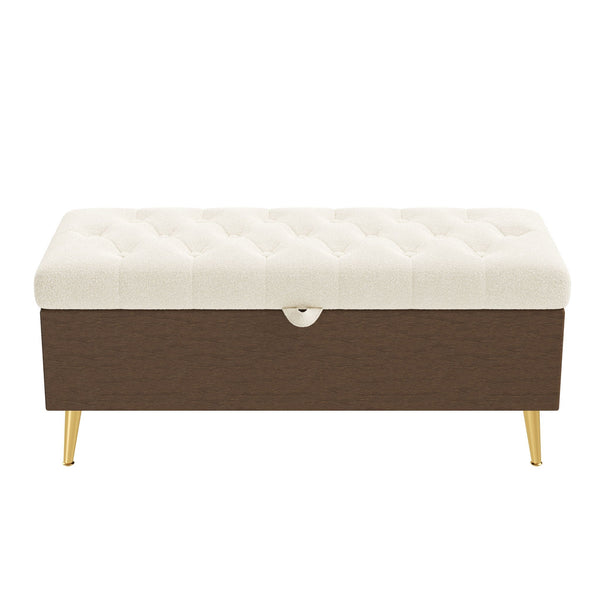 Modern Tufted Storage Ottoman Bench with Metal Legs