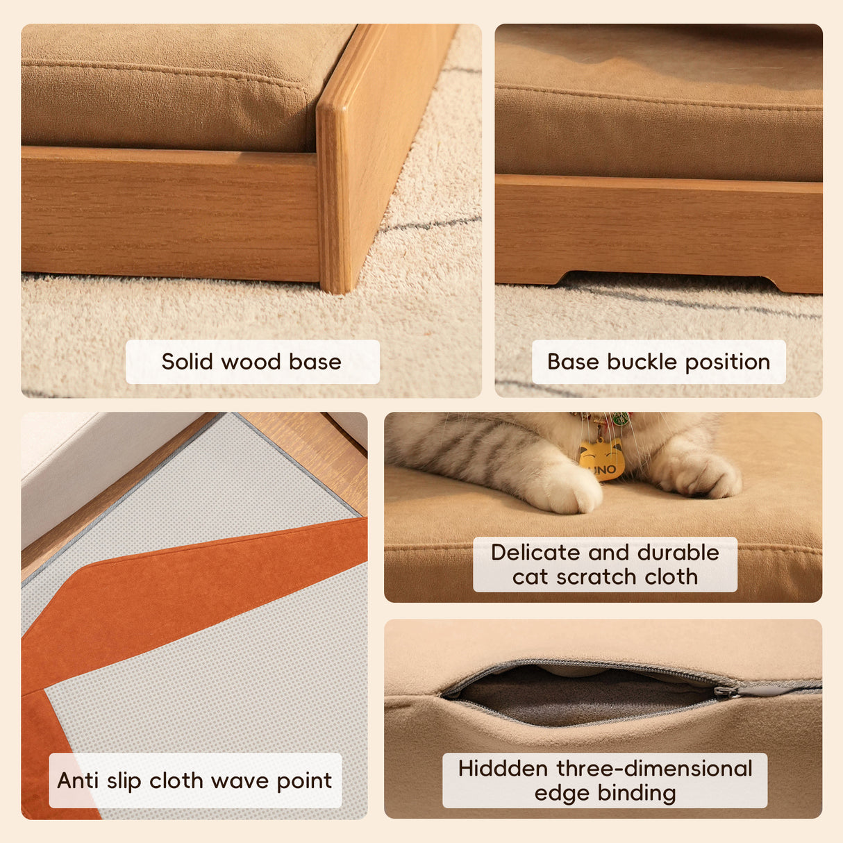 Modern Wooden Pet Bed for Cats and Dogs
