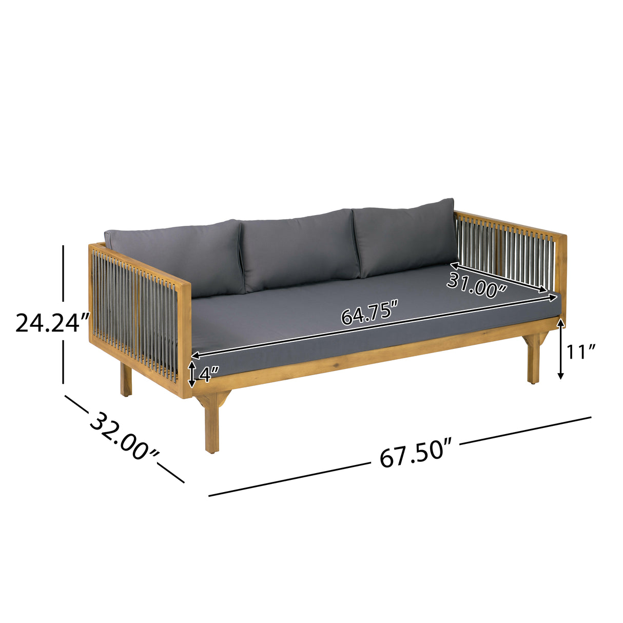 2-Piece Outdoor Patio Set: Sofa with Dark Grey Cushions