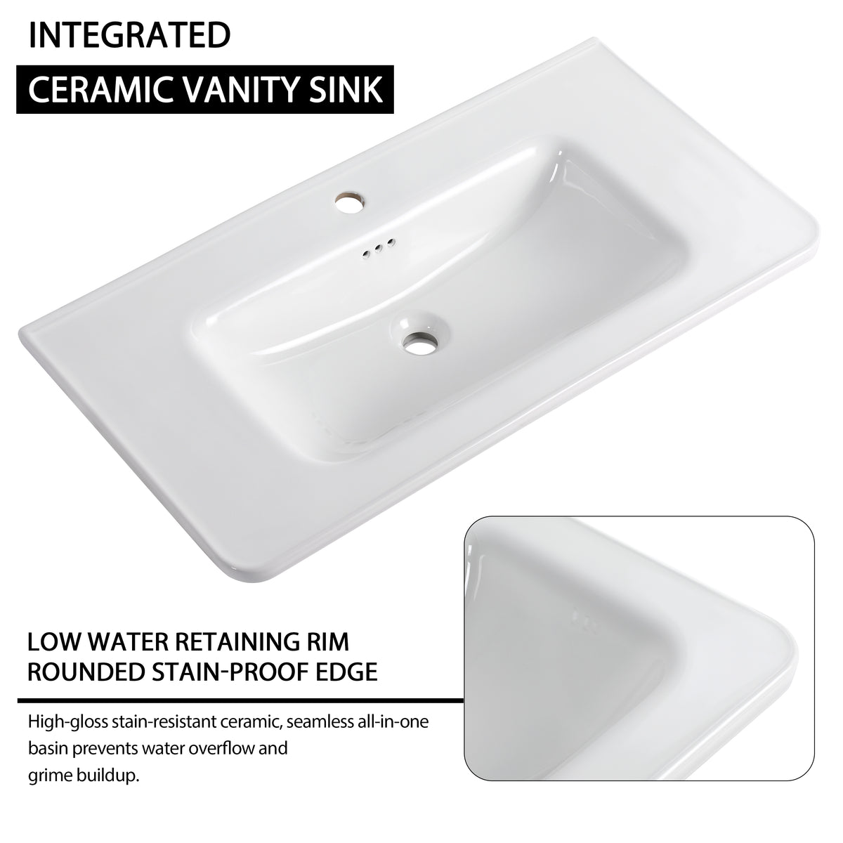 84'' Freestanding Bathroom Vanity with Ceramic Sink