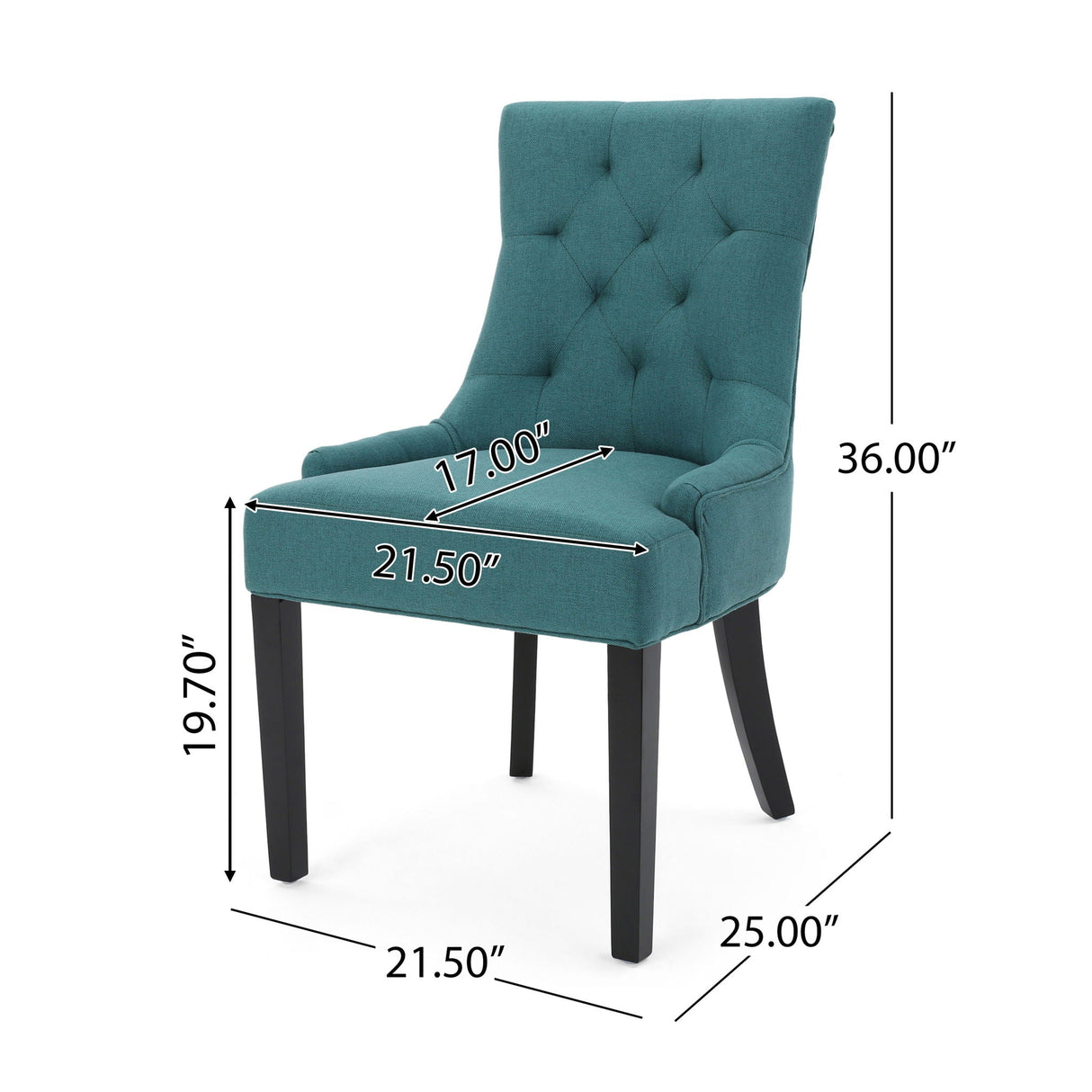 Dining Chair (Set of 2) With Upholstered Diamond Tufting And Espresso Birch Legs - Teal - Best Buy Furniture