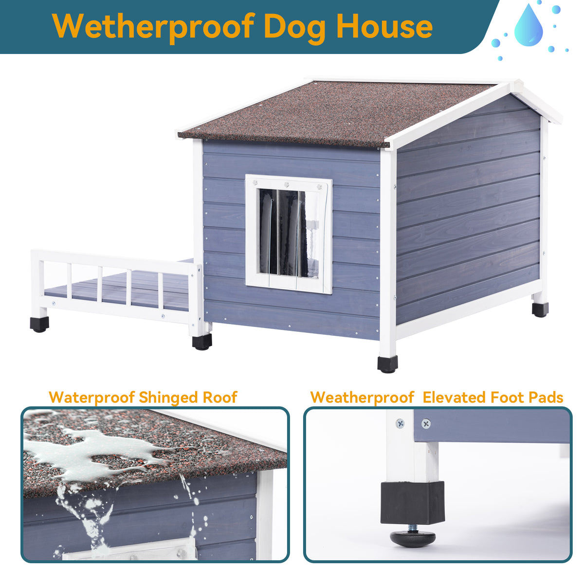 Large Wooden Dog House with Terrace