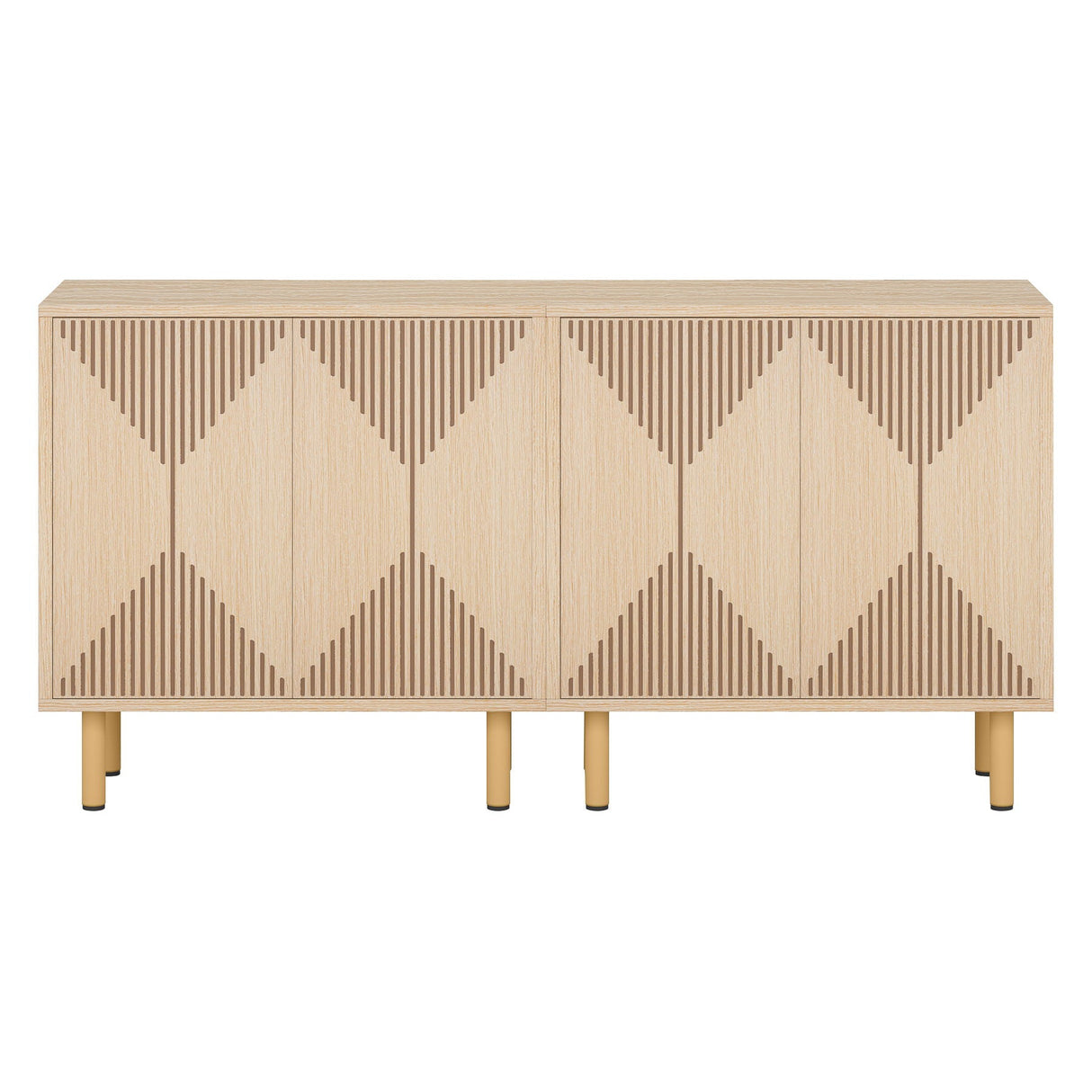Sideboard Buffet Cabinet With Carved Doors - Yellow