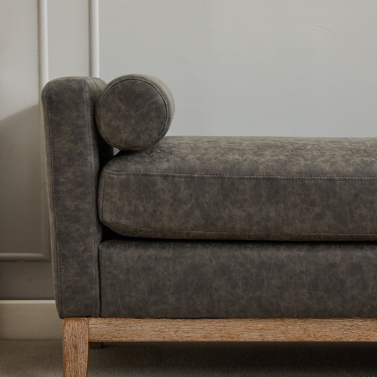 Elegant Upholstered Bench Daybed Ottoman With Bolster Pillows