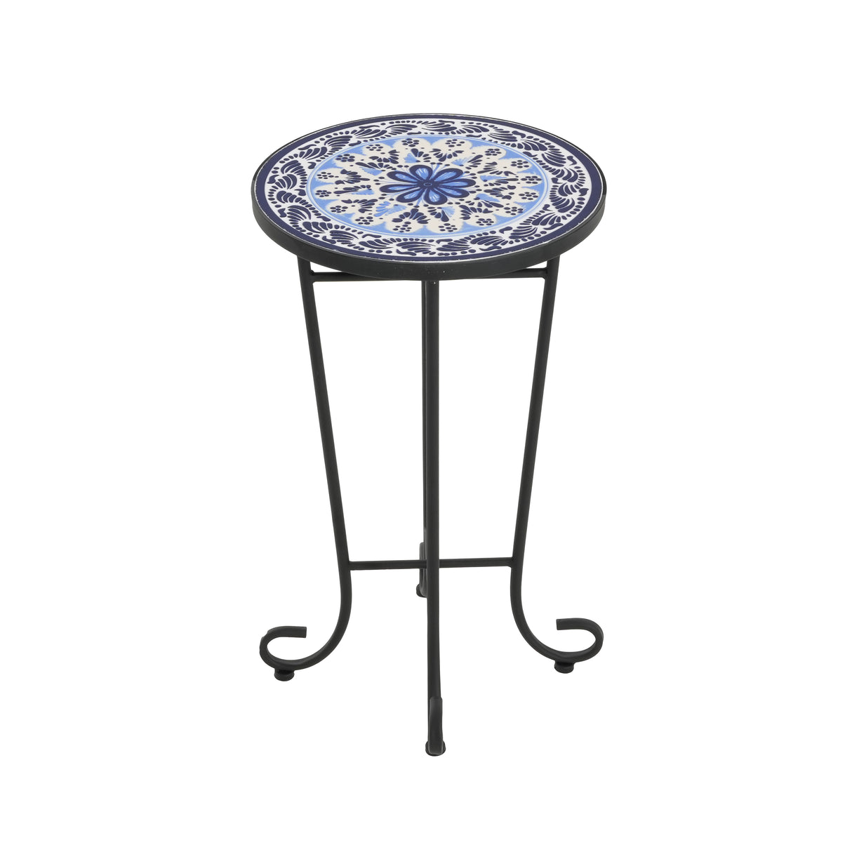 Patio Side Table, Blue+Black