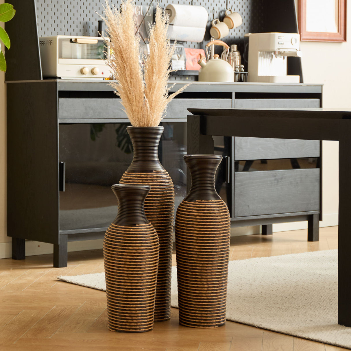 Classic And Neat Floor Vase, High Independent Flower Stand (Set of 3)