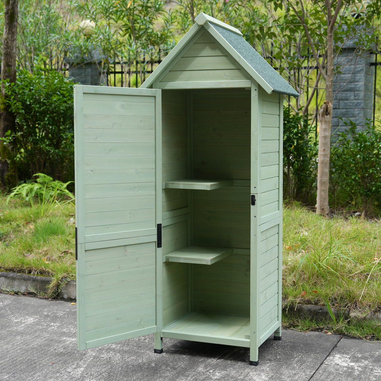 Outdoor Wooden Storage Shed with Lockable Door