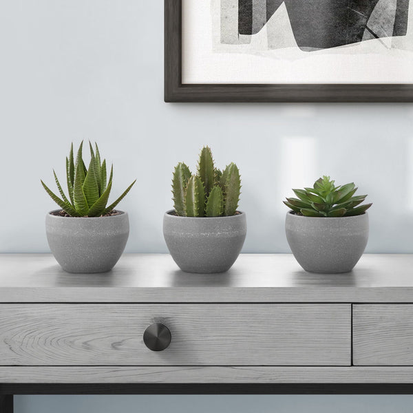 6" Tall, Artificial Plant, Succulent, Indoor, Faux, Fake, Table, Greenery, Potted, Decorative (Set of 3) - Green / Gray - Best Buy Furniture