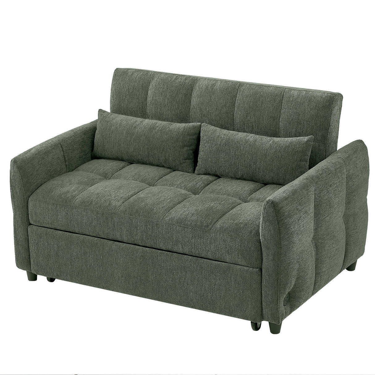 Loveseat Sofa Pull-Out Bed With Adjustable Backrest, 3 USB Ports And 2 Lumbar Pillows For Living Room