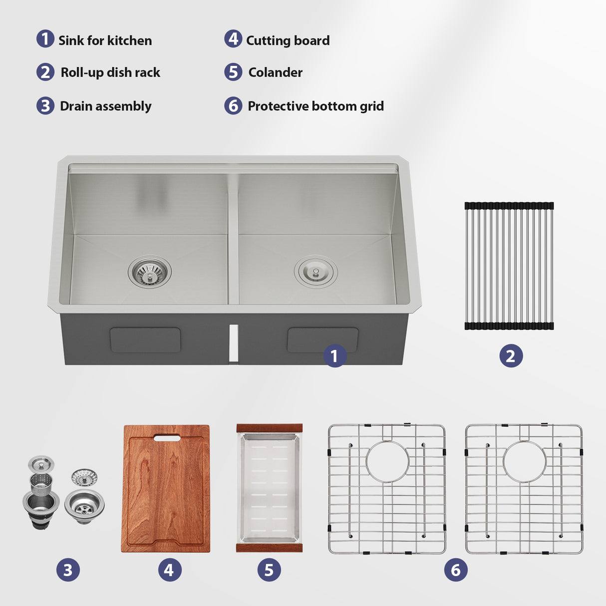 Double Bowl Undermount Kitchen Sink