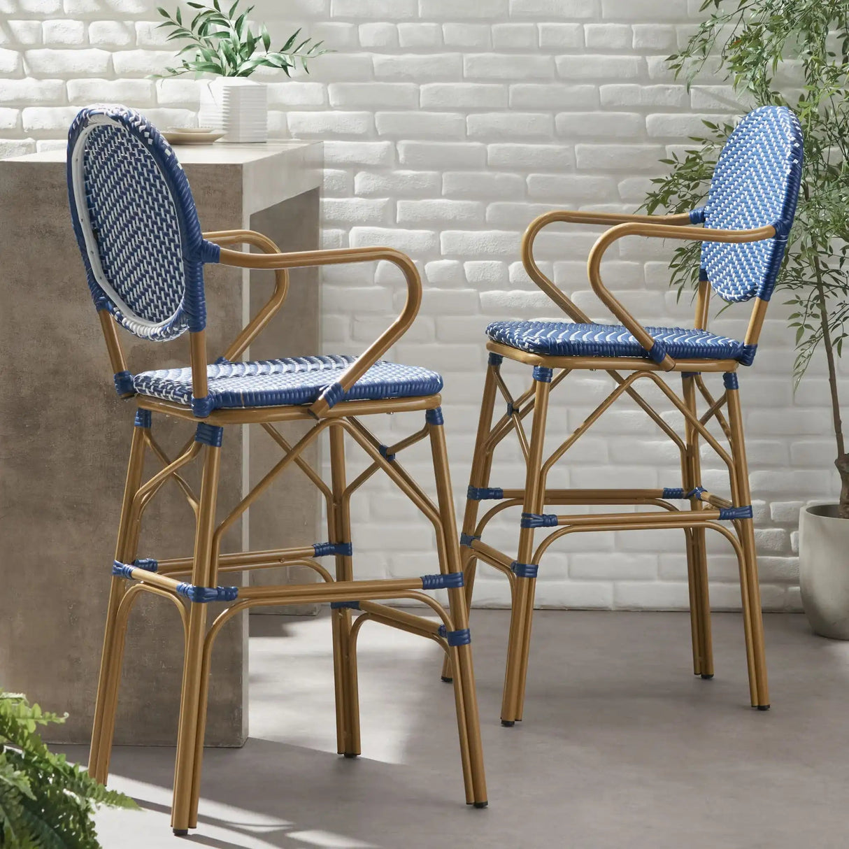 Outdoor Wicker And Aluminum French Barstools (Set of 2) - Best Buy Furniture