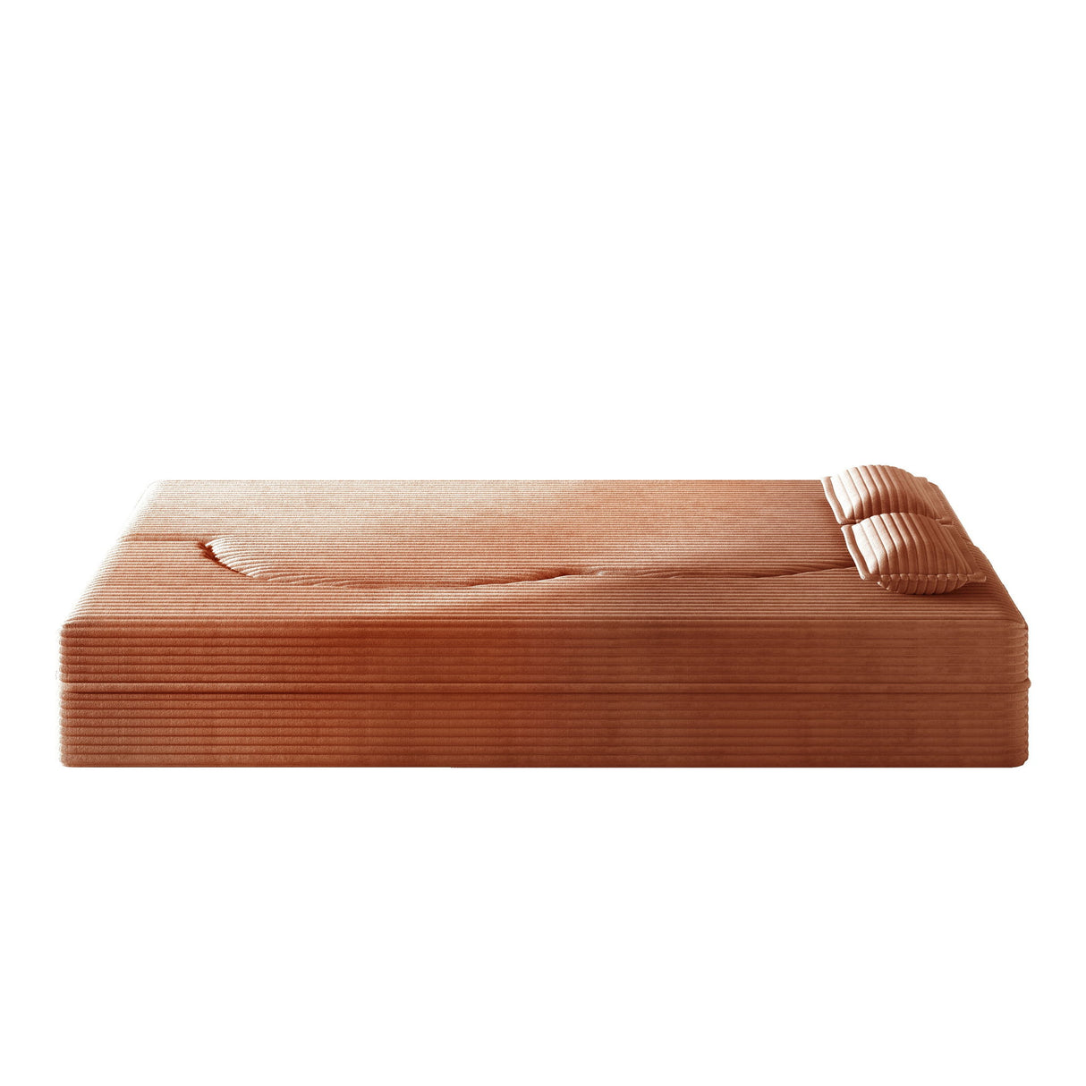 Modern Floor Sofa With 2 Pillows, Convertible Twin Size Folding Mattress For Living Room