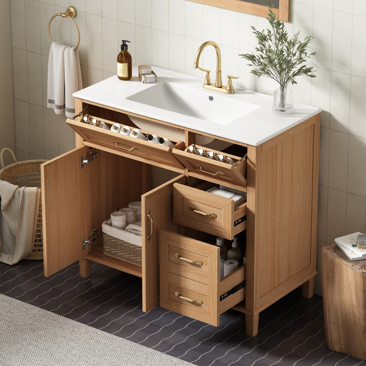 36" Bathroom Vanity with Ceramic Sink