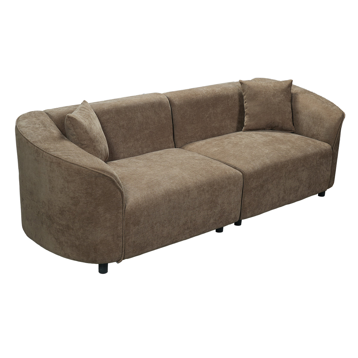 87" Curved Contemporary Sofa in Brown