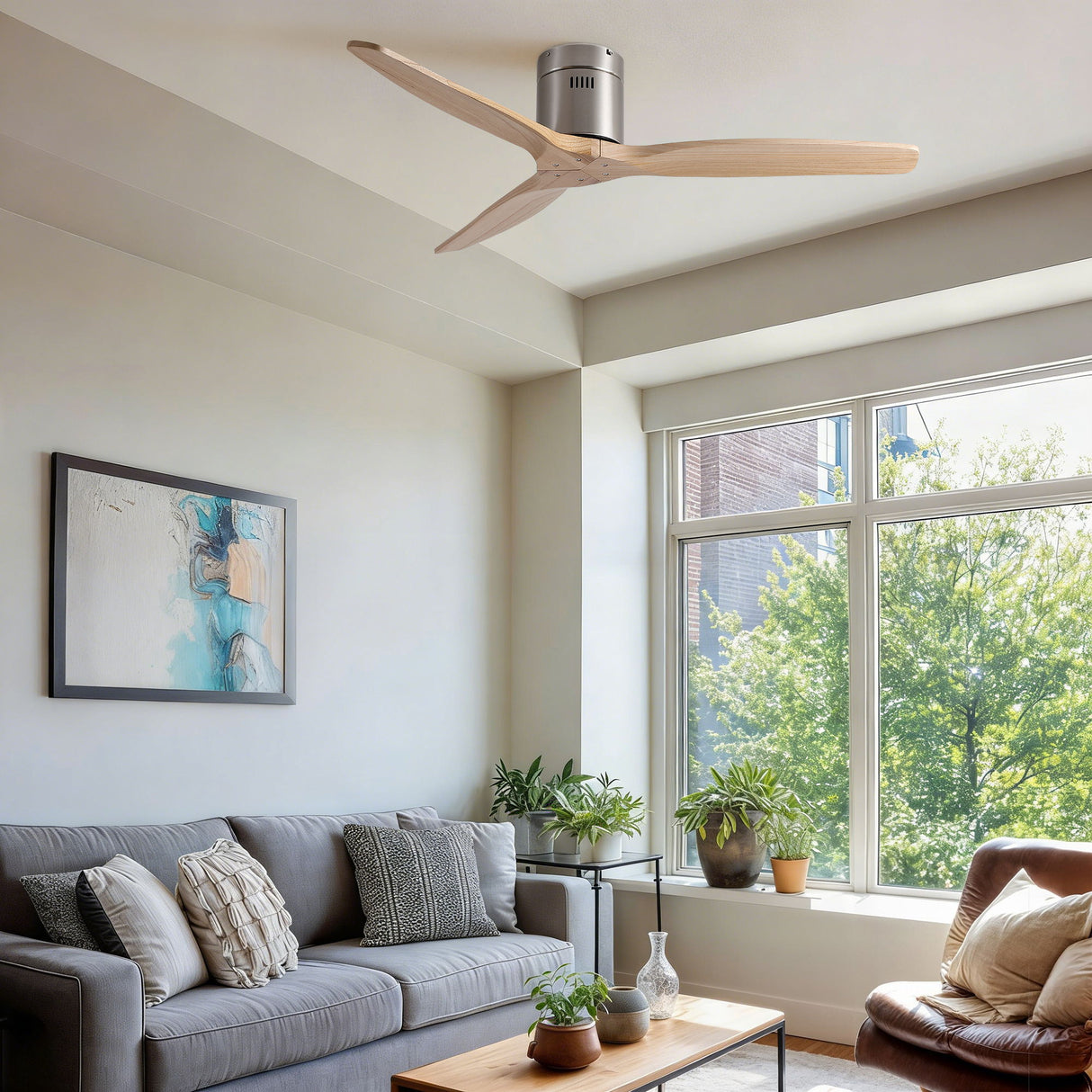 Low Profile Flush Mount Ceiling Fan Without Light