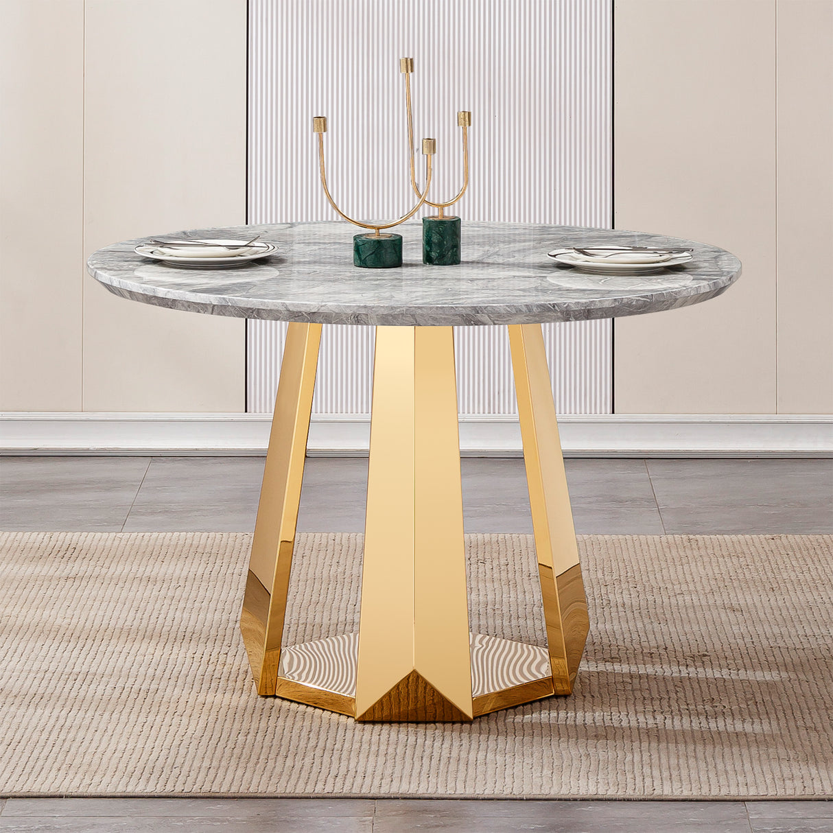47" Round Marble Dining Table