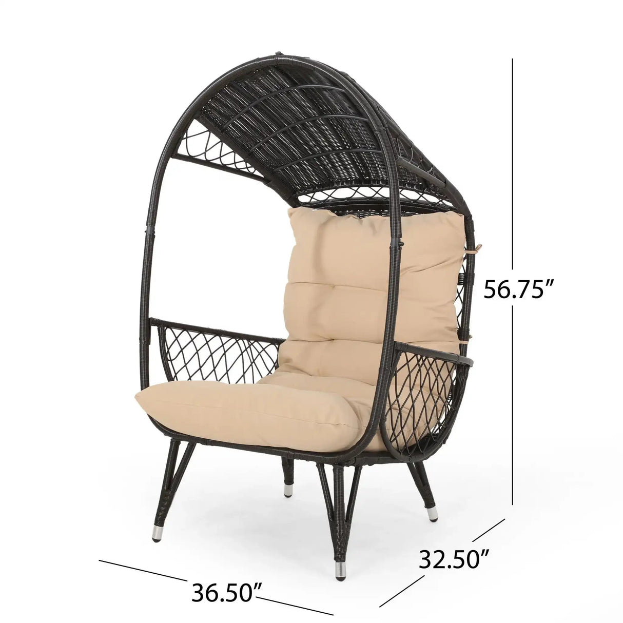 Outdoor Wicker Standing Basket Chair With Cushion - Best Buy Furniture