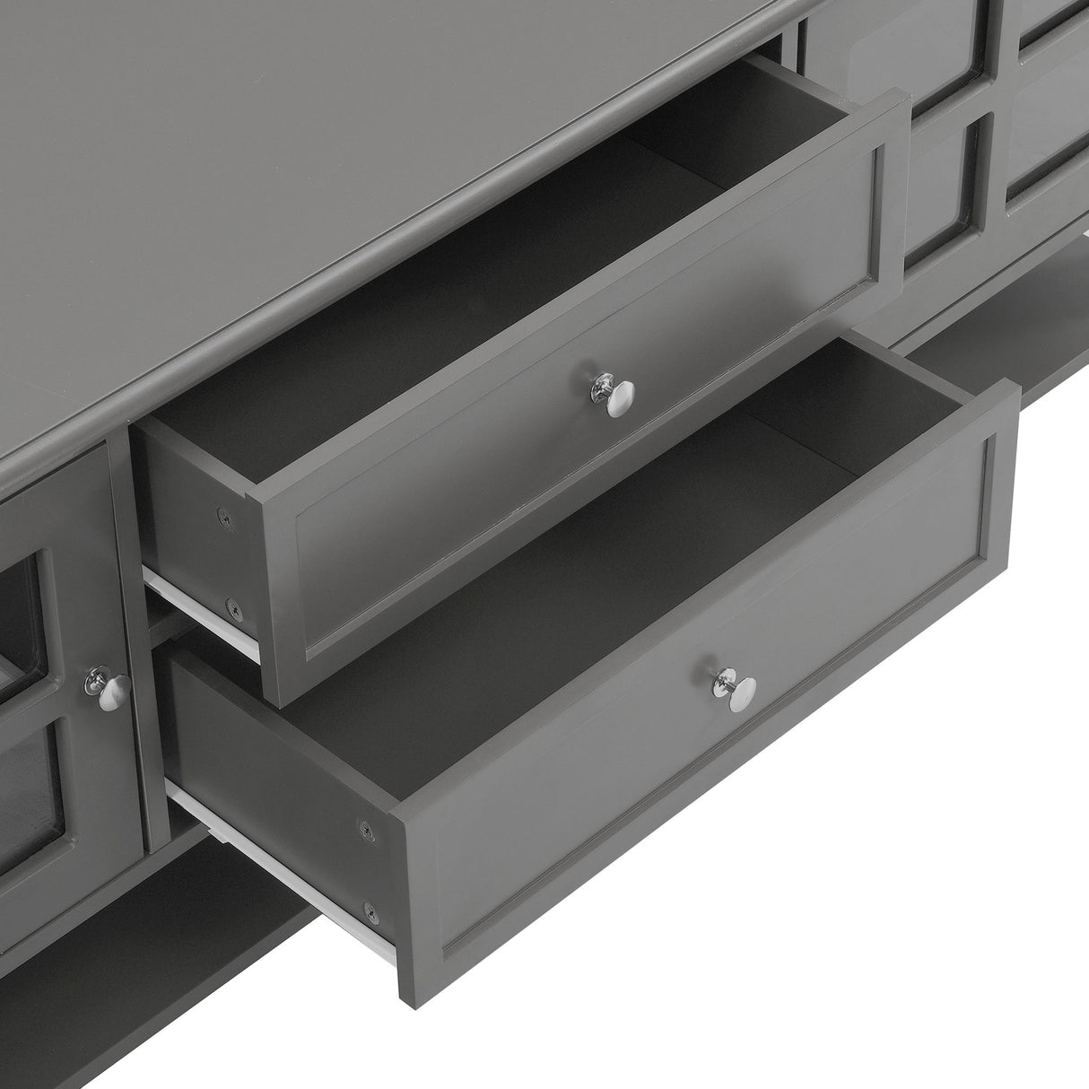 TV Stand, Entertainment Center With Dual Drawers And Hidden Storage, Cabinet With Soft Closing Doors And Sleek Panel Design