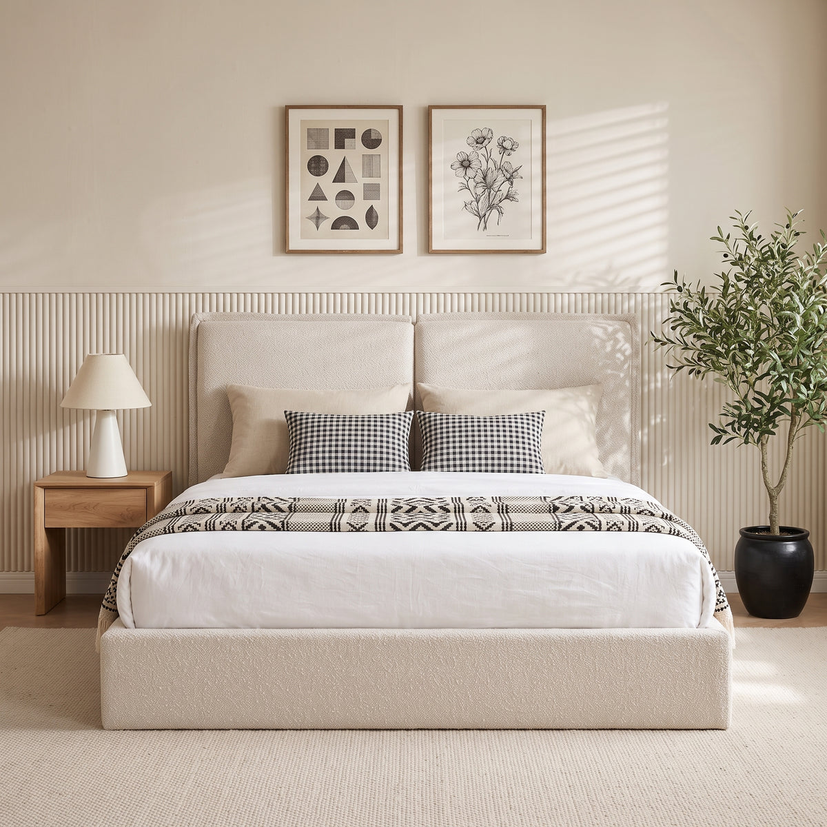 Double-Pillow Upholstered Bed Design