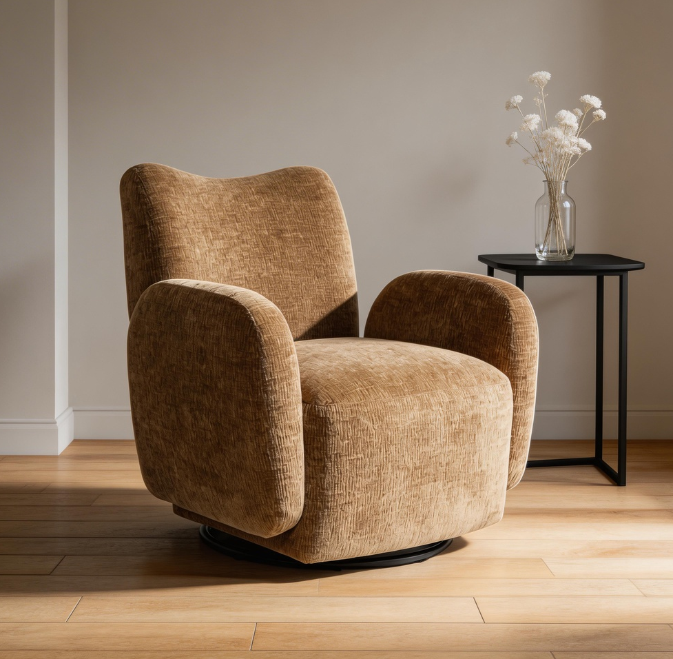 360° Swivel Chair Accent Chair - Dark Camel