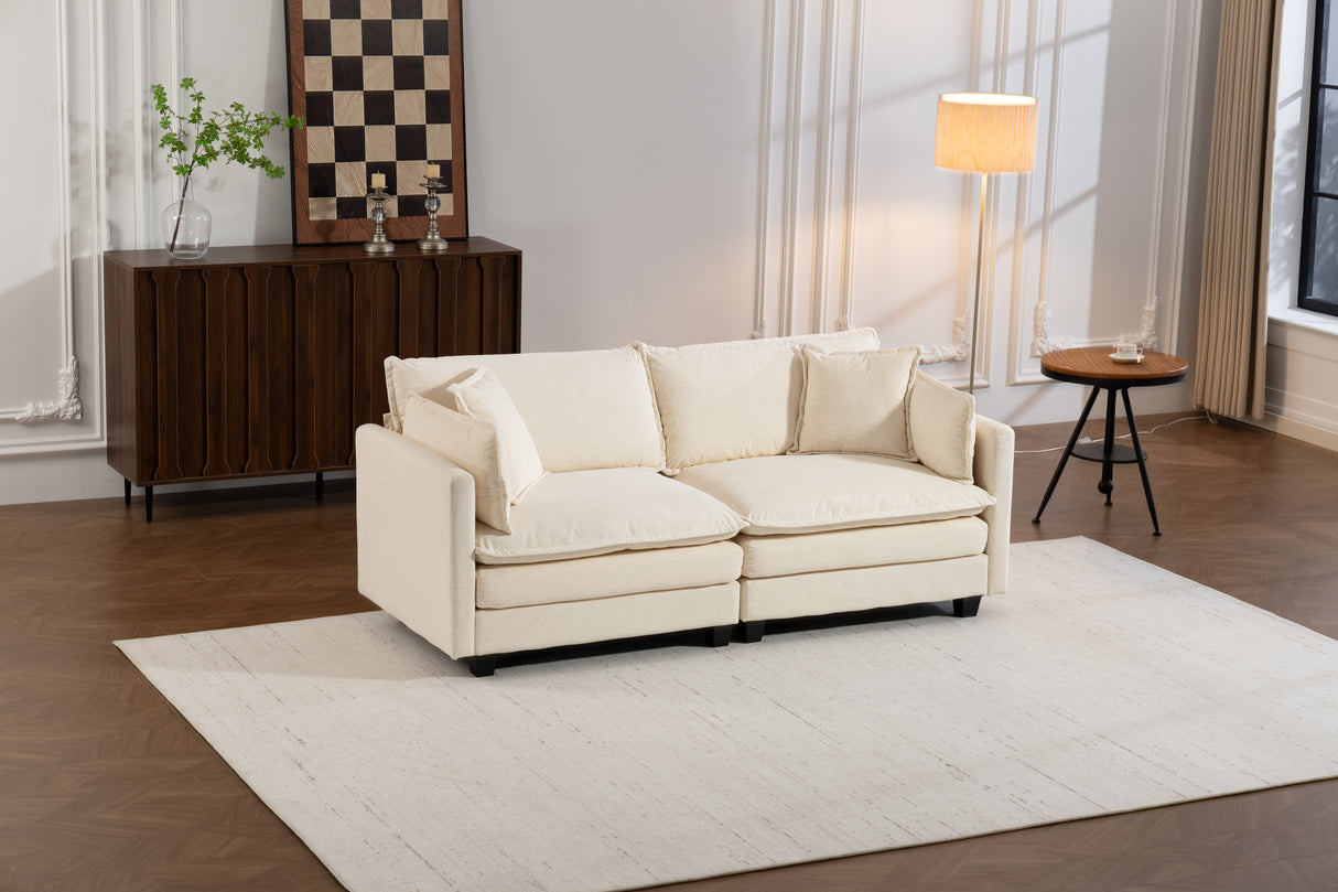 Modern 2-Seats Sectional Sofa with Waist Pillows
