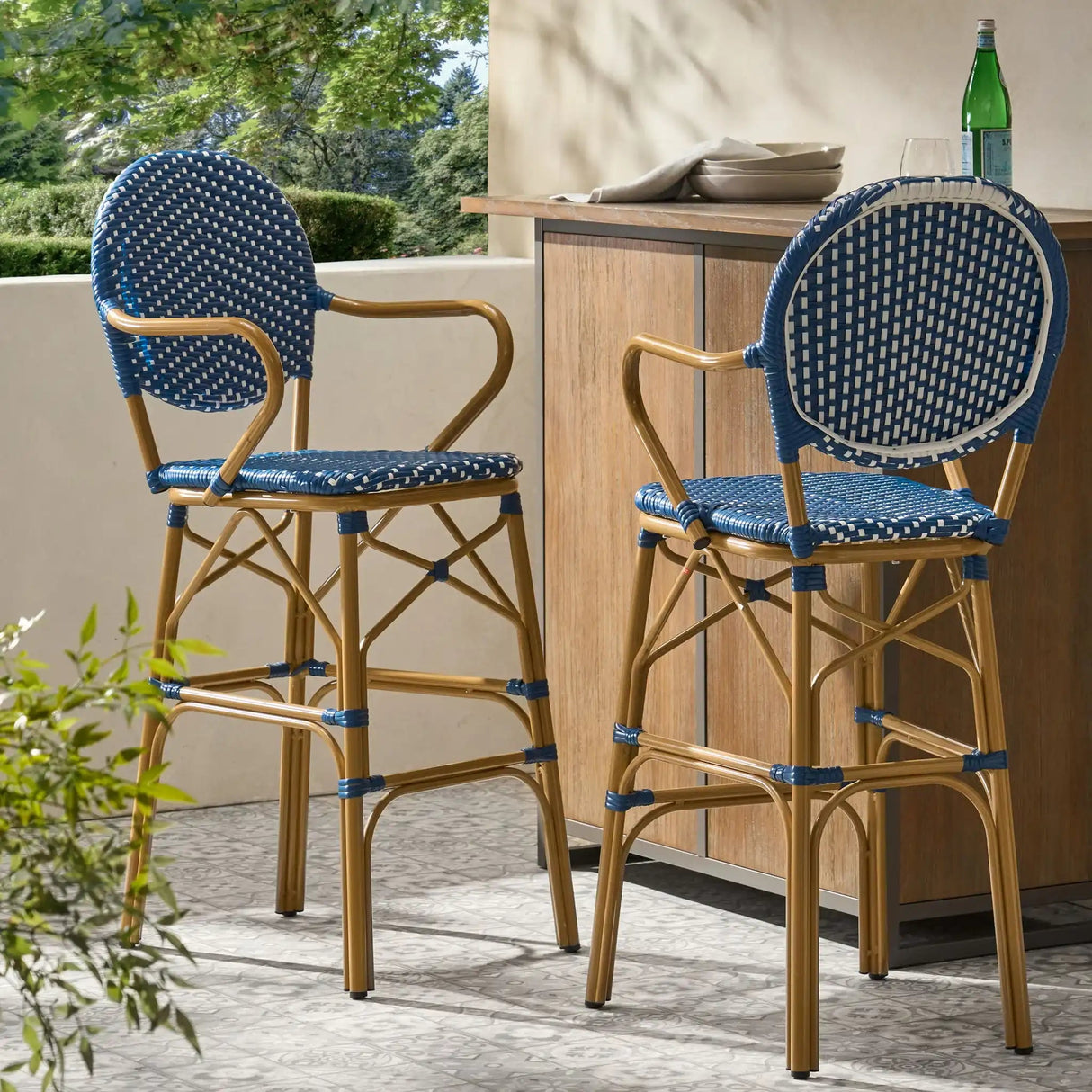 Outdoor Wicker And Aluminum French Barstools (Set of 2) - Best Buy Furniture