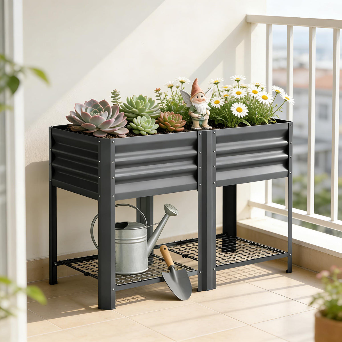 Patio Planter Box - Outdoor Elevated Raised Garden Bed