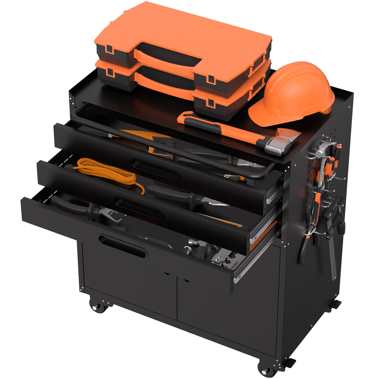 Rolling Tool Cabinet Heavy Duty Garage Storage With Lockable Doors